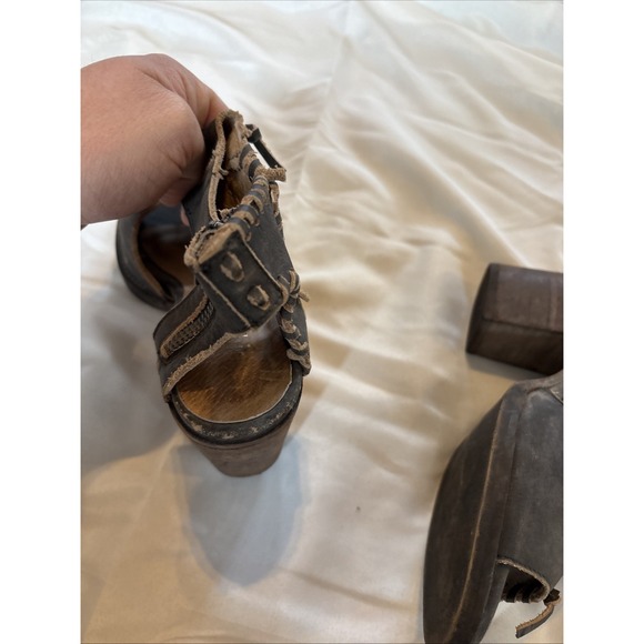 Farylrobin Loki Full Leather Chunky Heel‎ Sandal Womens Size 7.5 Gray Black - Picture 8 of 11